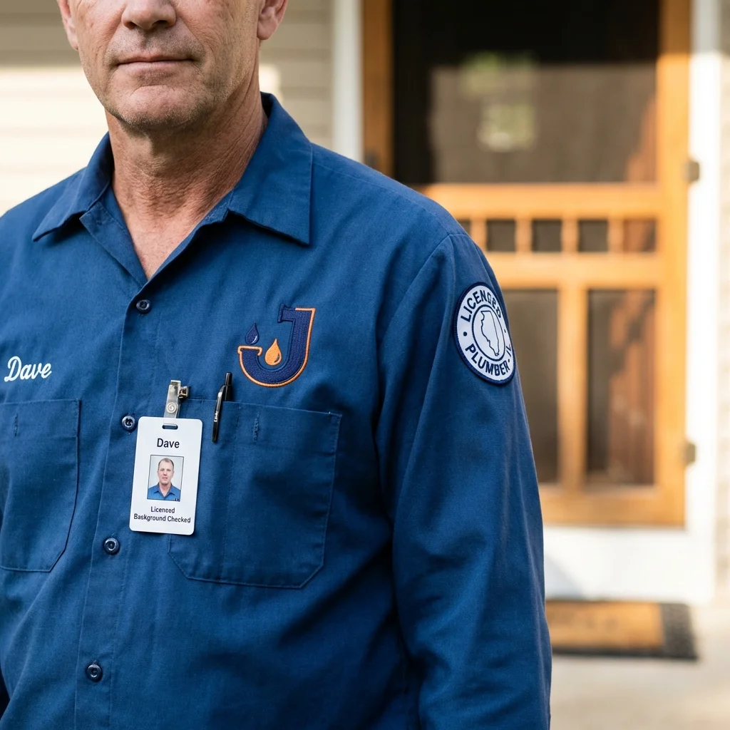 Licensed plumber showing ID badge in Liberty, PA