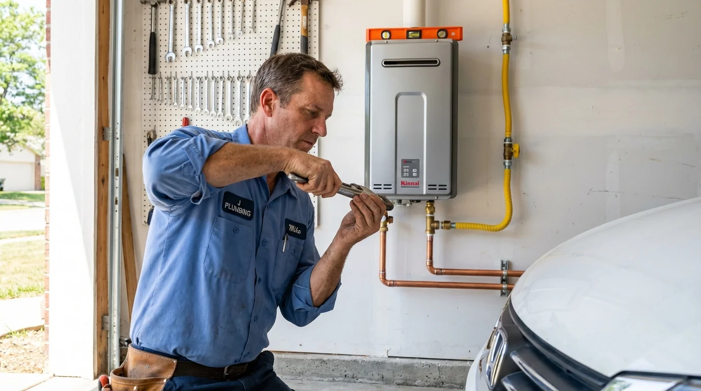 Tankless water heater installation by a Johns Plumbing LLC plumber in Liberty